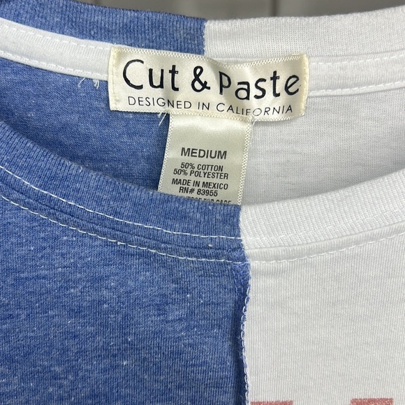 Cut and Paste Designed in California Blue and White Graphic Tee. Sz M. - Picture 2 of 4